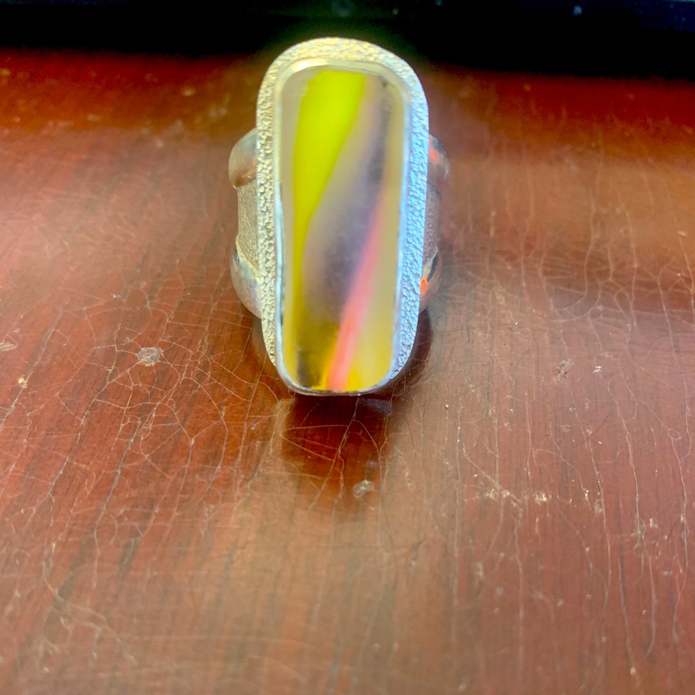 One of a kind!!Genuine Davenport Glass Rod sea glass ring size 8